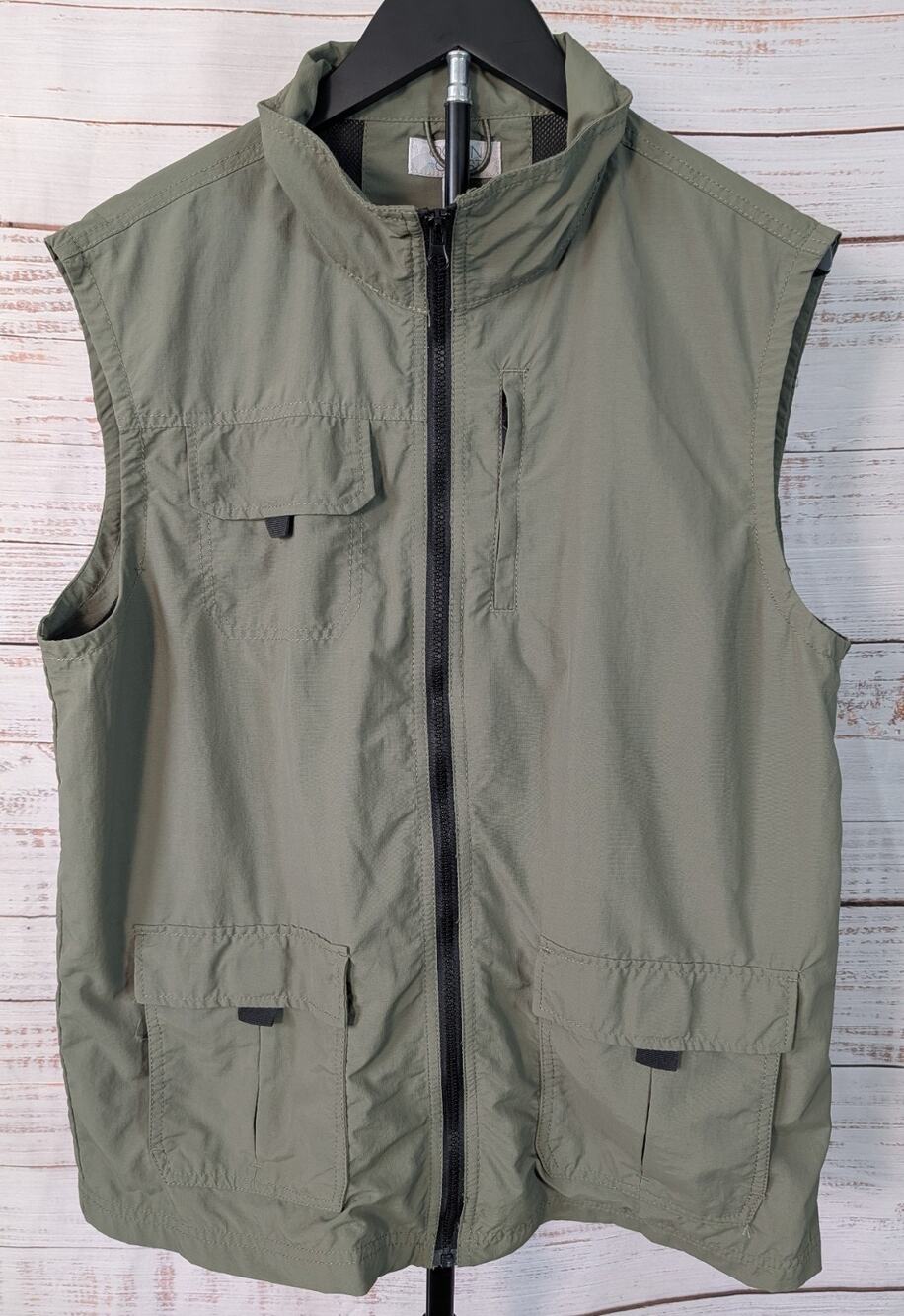 Ocean Coast Utility Fishing Cargo Vest Mens L Khaki Utility Techwear Granola Guy